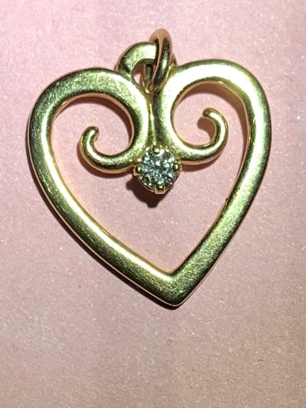 James Avery Retired Gold Heart Pendant with Clear Stone